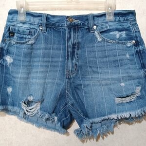 KanCan high rise distressed jean shorts size 9/28 and 100% cotton
